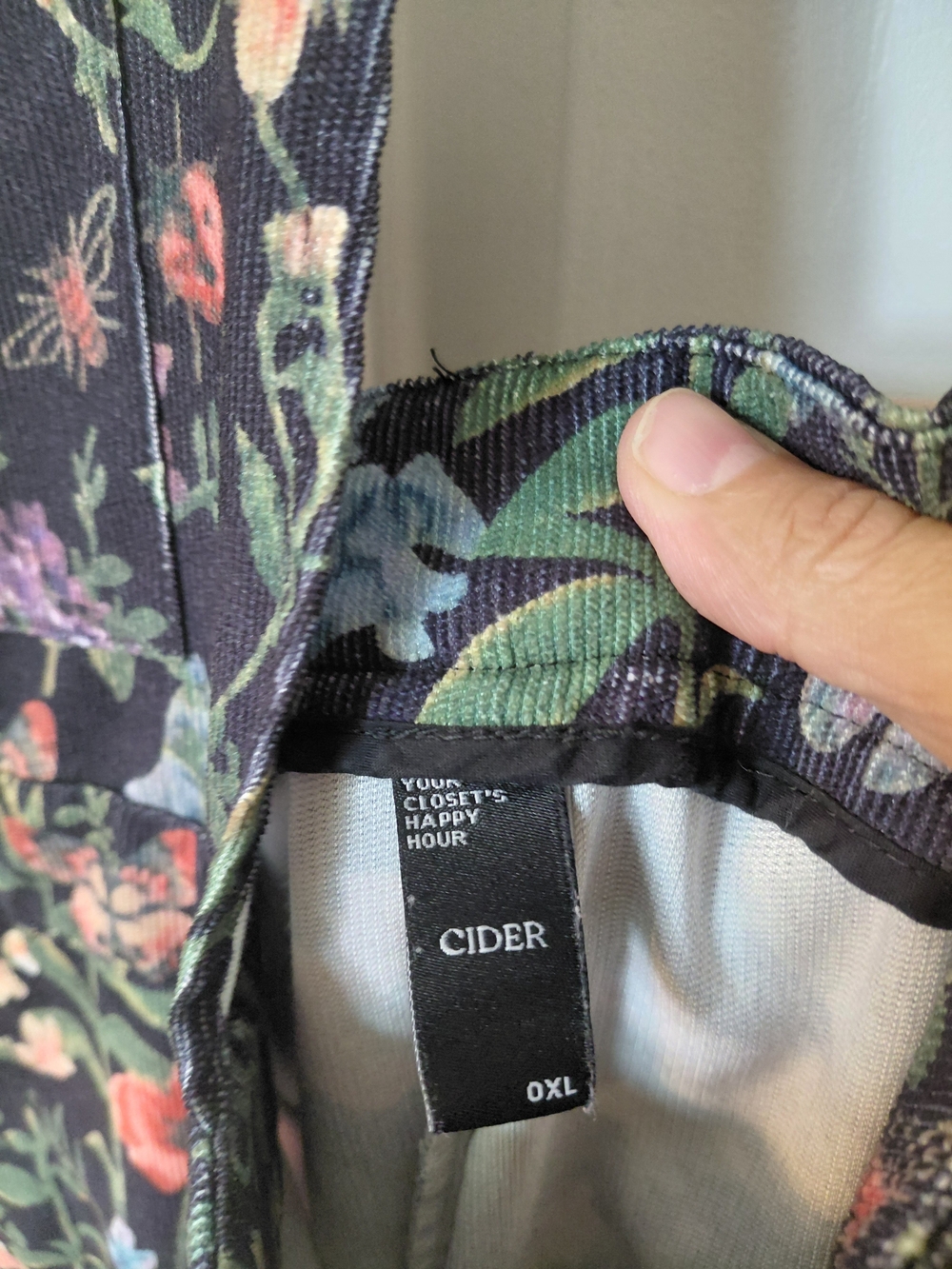 Cider Floral Navy Pinafore Jumpsuit with Pink & Green Flowers - Picture 2 of 9